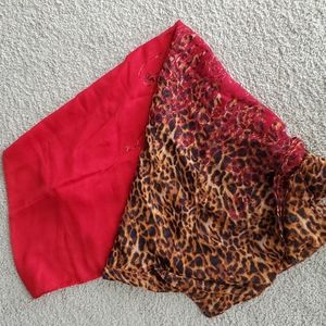 Red and leopard print scarf